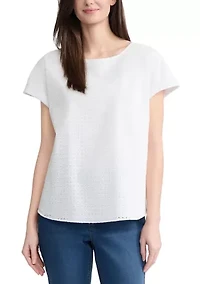 Women's Short Sleeve Eyelet Blouse