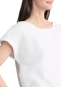 Women's Short Sleeve Eyelet Blouse