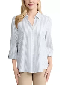 Women's 3/4 Sleeve Button Front Tunic Top