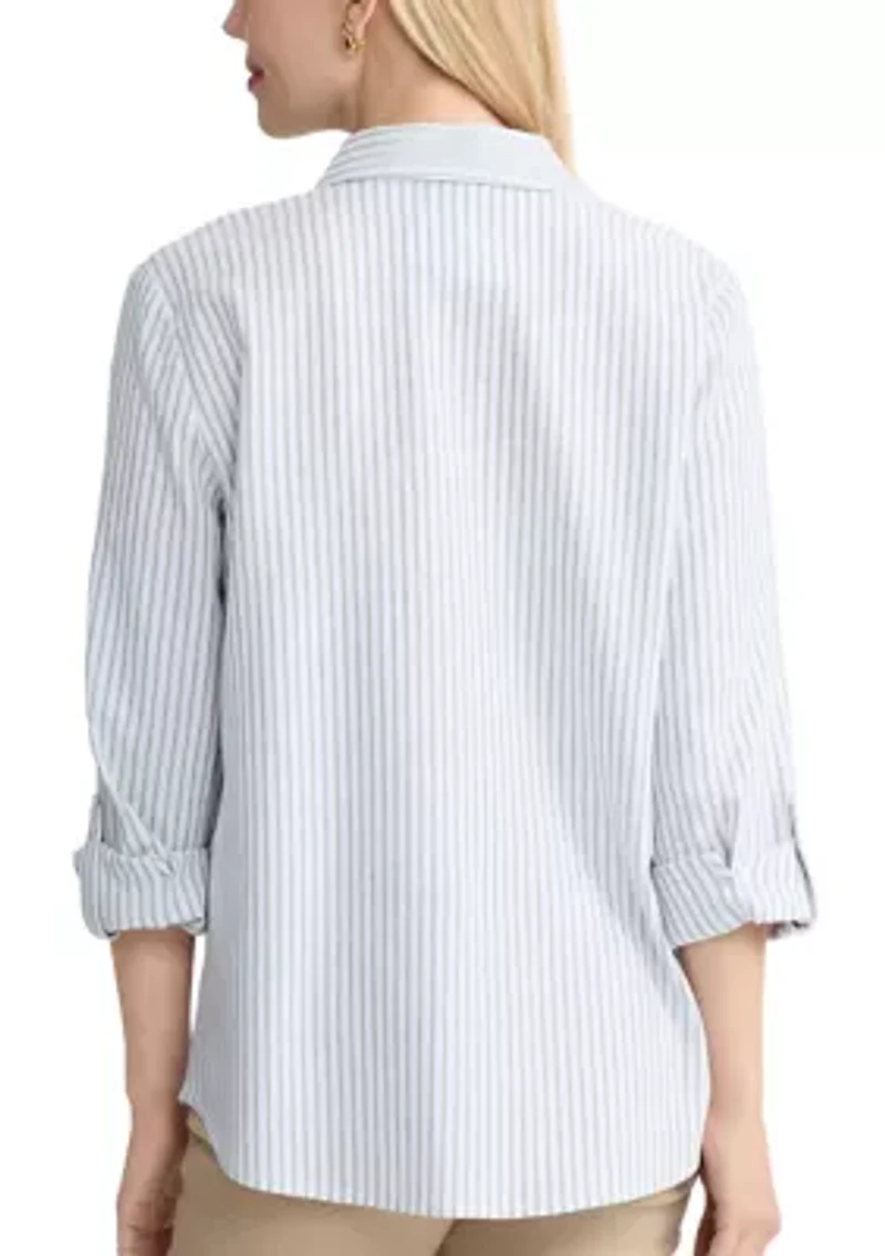 Women's 3/4 Sleeve Button Front Tunic Top