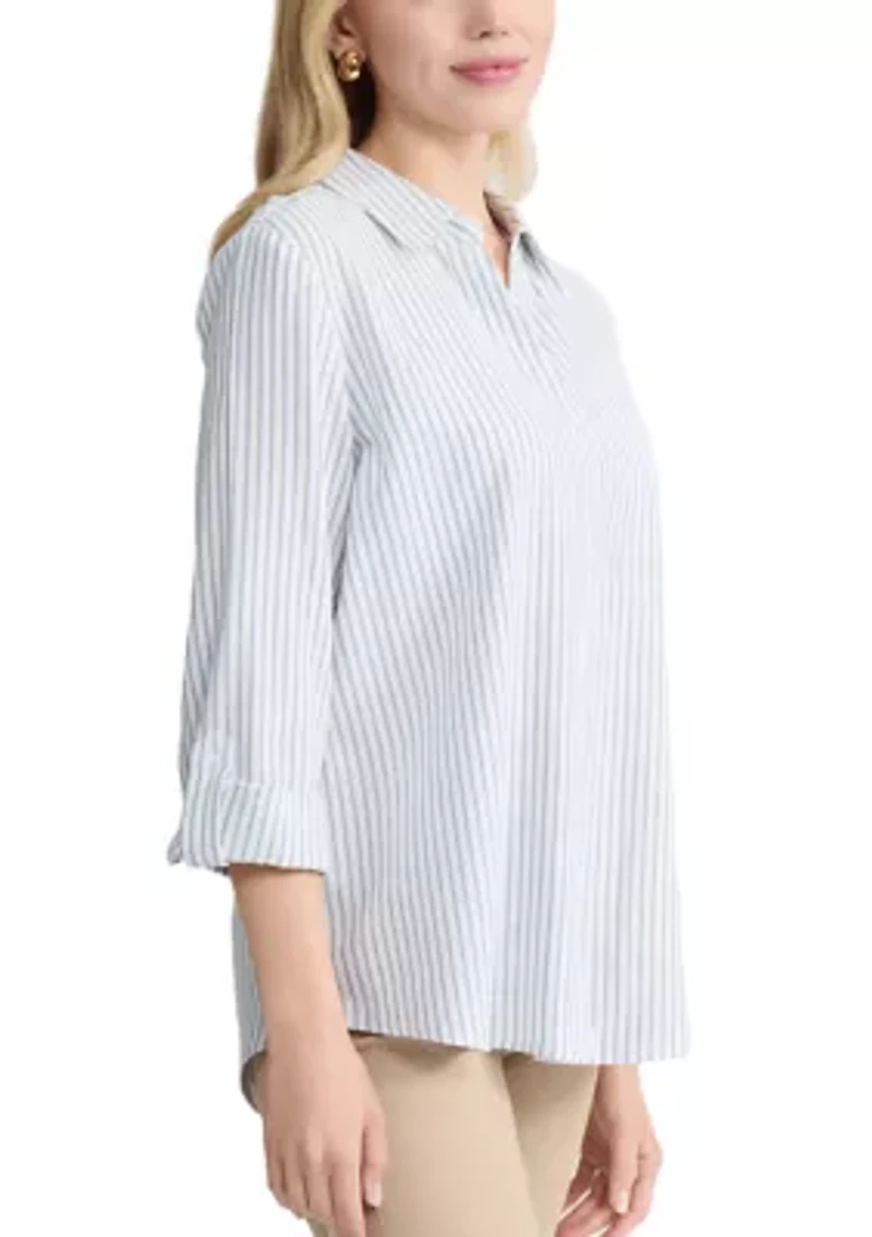 Women's 3/4 Sleeve Button Front Tunic Top