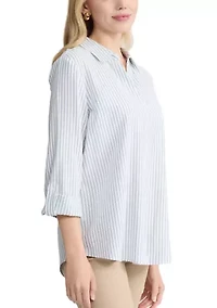 Women's 3/4 Sleeve Button Front Tunic Top