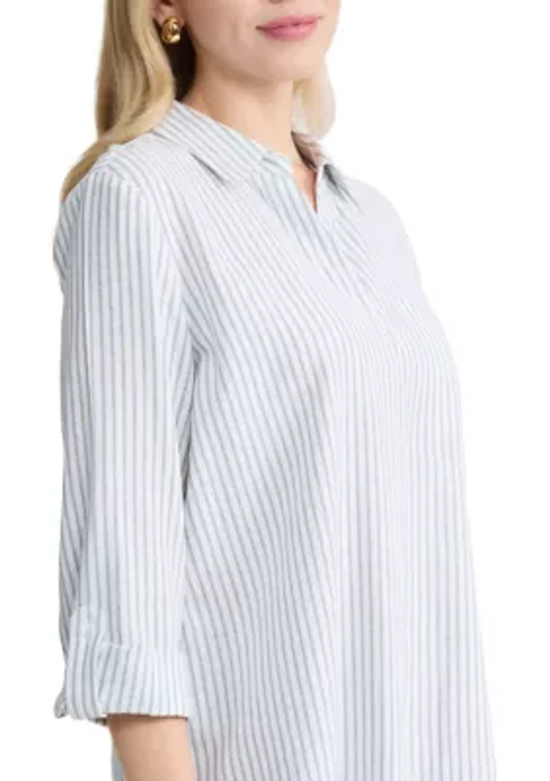 Women's 3/4 Sleeve Button Front Tunic Top