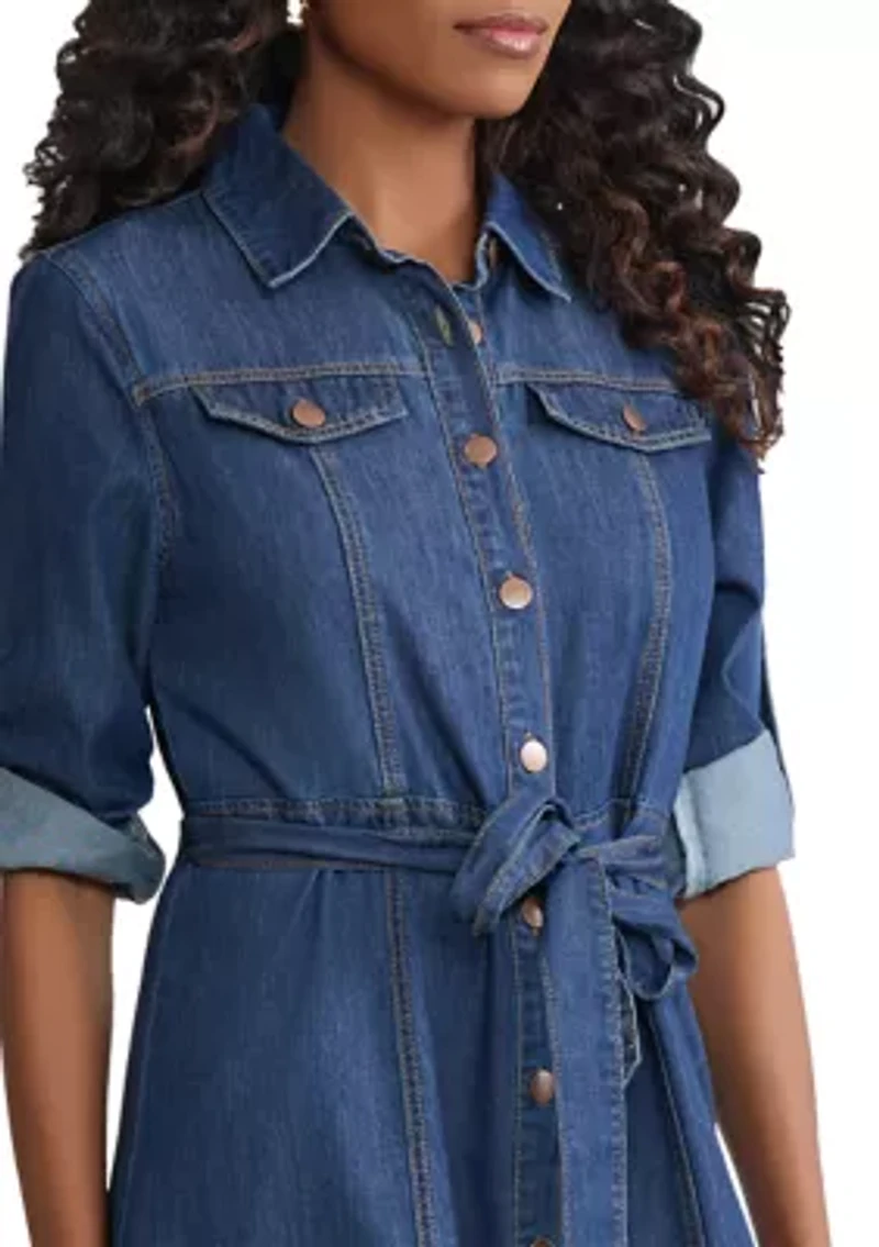 Petite Long Sleeve Midi Shift Dress