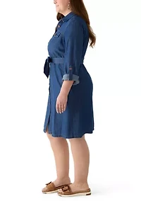 Plus Midi Long Sleeve Shirt Dress