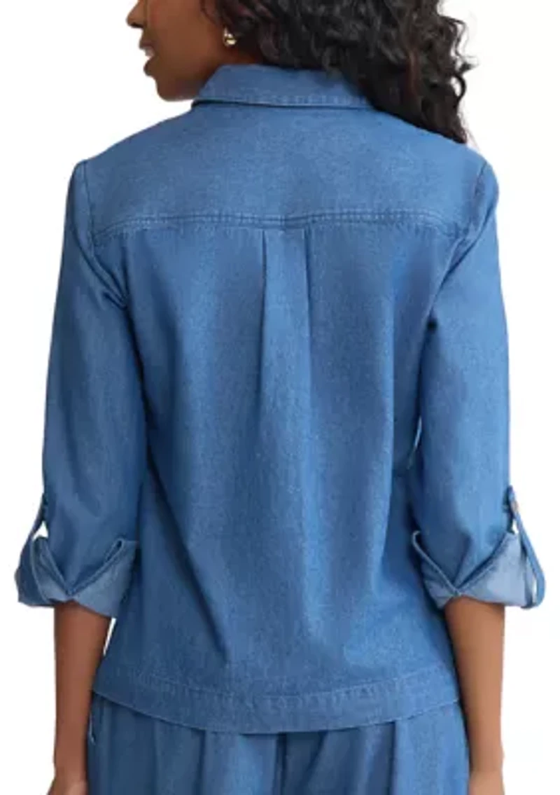 Women's Long Sleeve Chambray Button Down Shirt