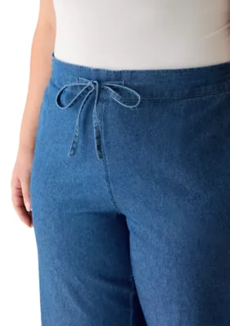 Plus Wide Leg Chambray Pants