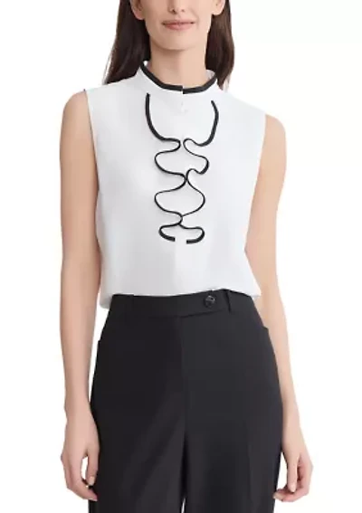 Women's Sleeveless Drape Front Ruffled Top