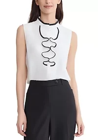 Women's Sleeveless Drape Front Ruffled Top