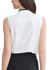 Women's Sleeveless Drape Front Ruffled Top