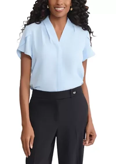 Women's Short Petal Sleeve Blouse