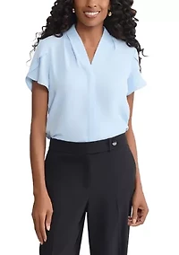 Women's Short Petal Sleeve Blouse