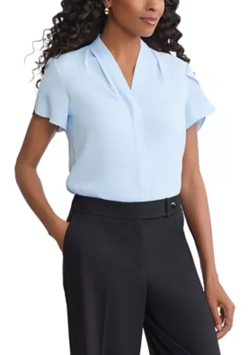 Women's Short Petal Sleeve Blouse