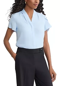 Women's Short Petal Sleeve Blouse
