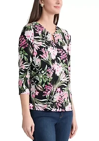 Women's 3/4 Sleeve V-Neck Noodle Top