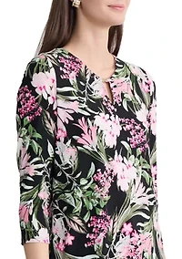 Women's 3/4 Sleeve V-Neck Noodle Top