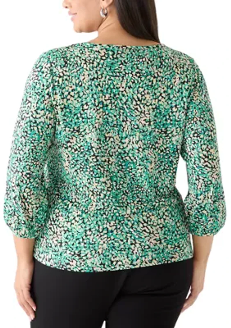 Plus Knit Puff Cuff Top