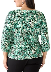 Plus Knit Puff Cuff Top