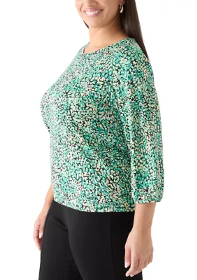 Plus Knit Puff Cuff Top