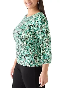 Plus Knit Puff Cuff Top