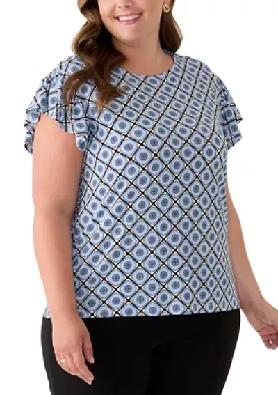Plus Flutter Sleeve Jersey Top