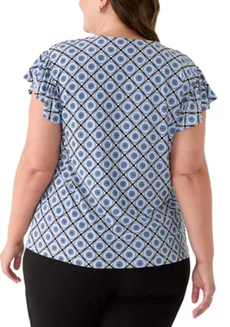 Plus Flutter Sleeve Jersey Top