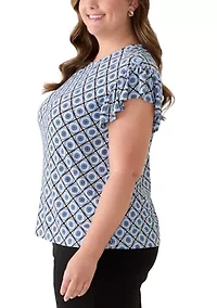 Plus Flutter Sleeve Jersey Top