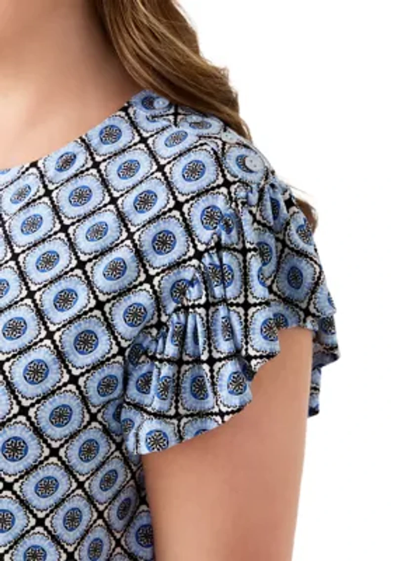 Plus Flutter Sleeve Jersey Top