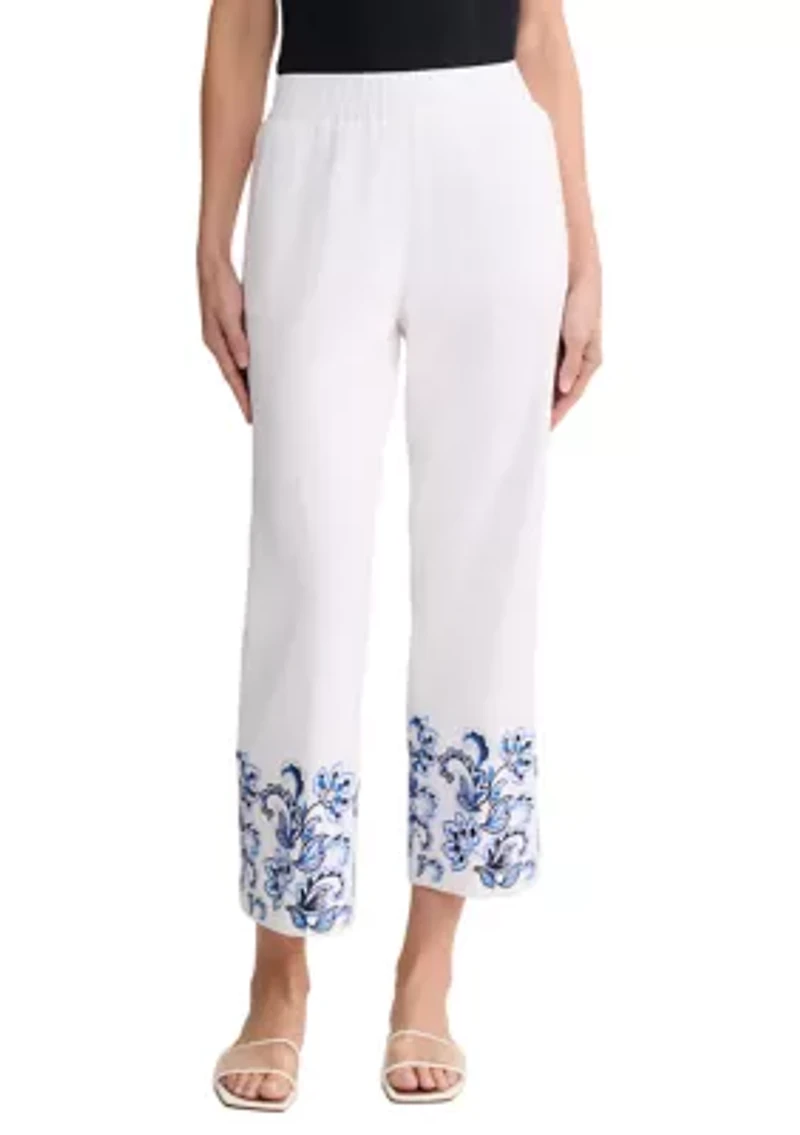 Women's Embroidered Cropped Pants