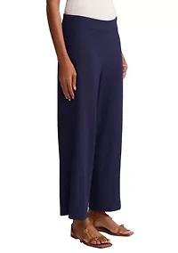 Petite Wide Leg Cropped Crinkle Pants