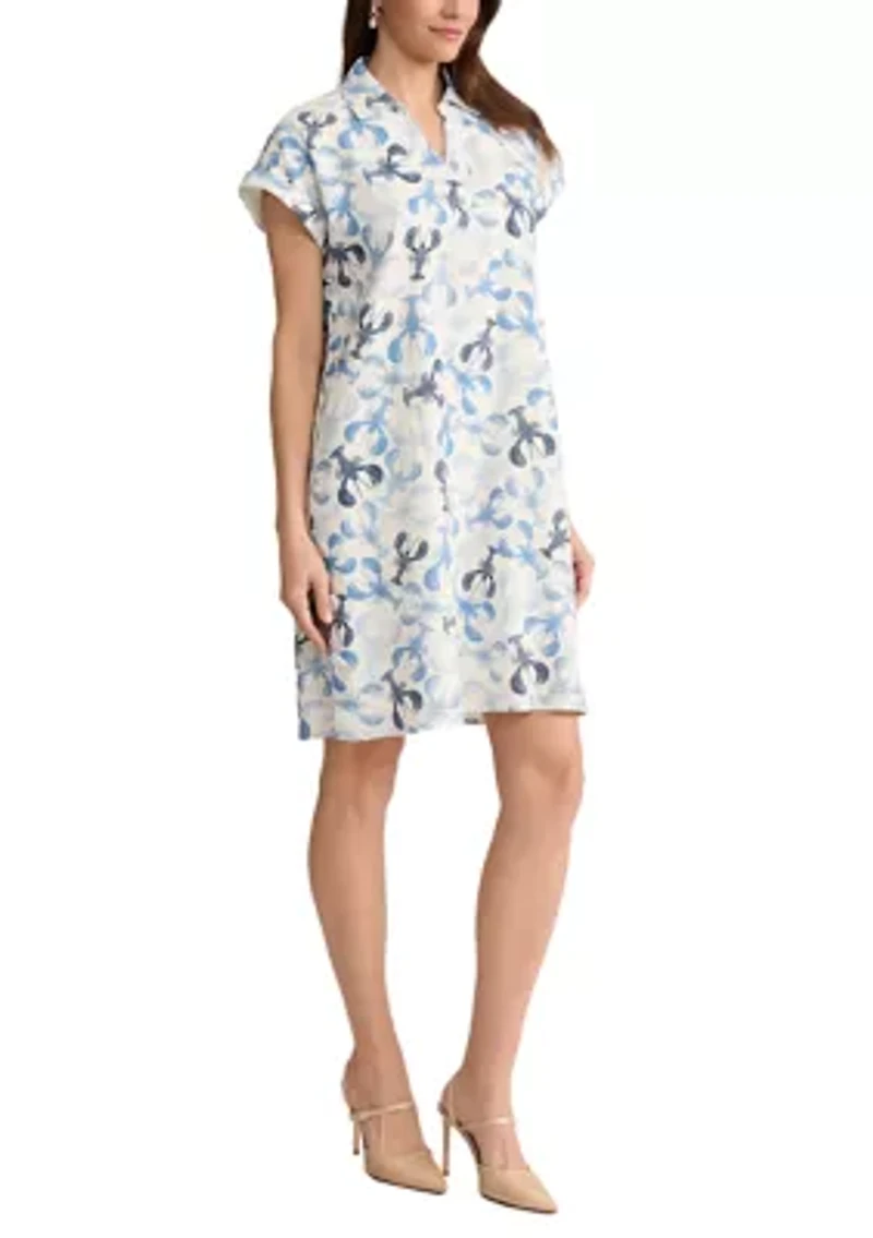 Women's Short Sleeve Lobster Print Dress