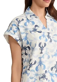 Women's Short Sleeve Lobster Print Dress