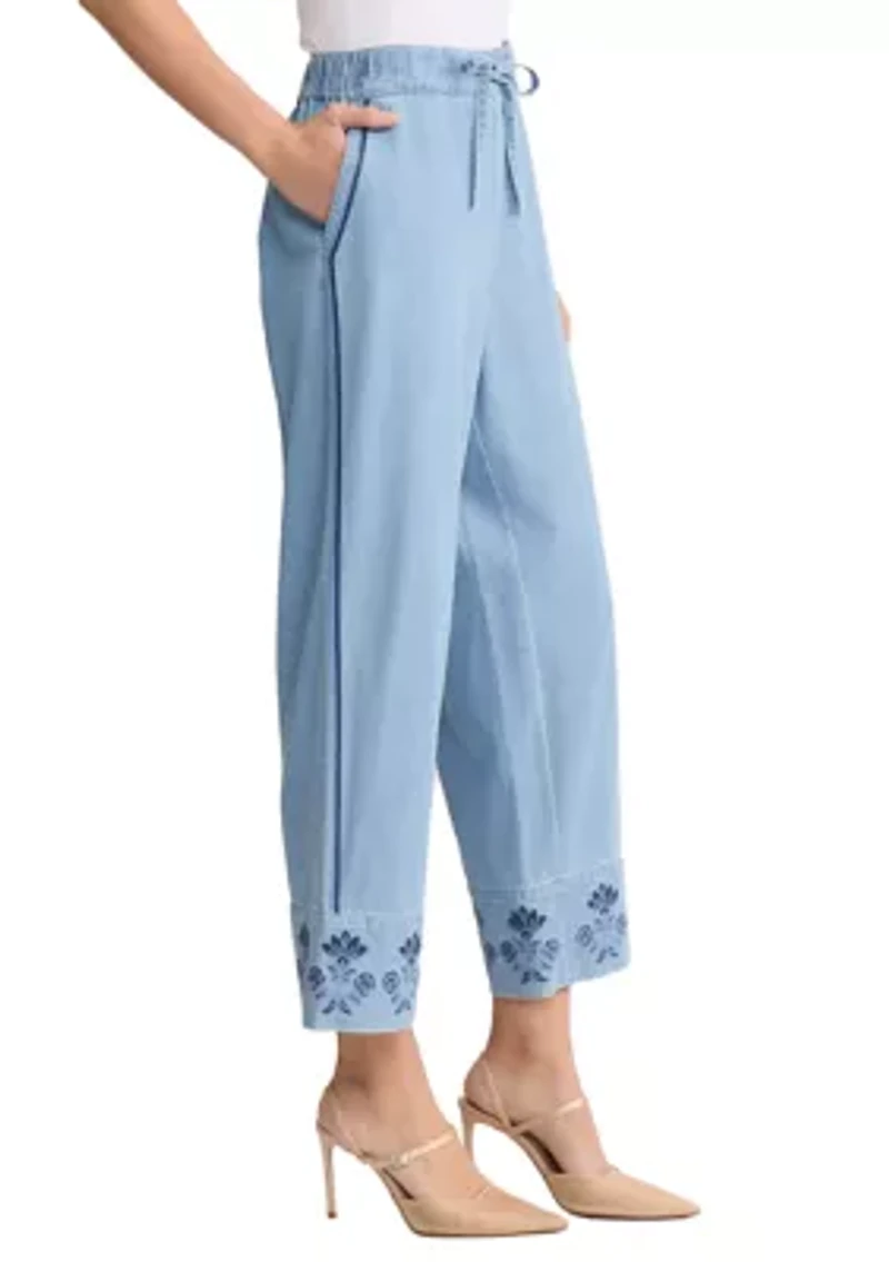 Petite Pull On Tie Waist Pants