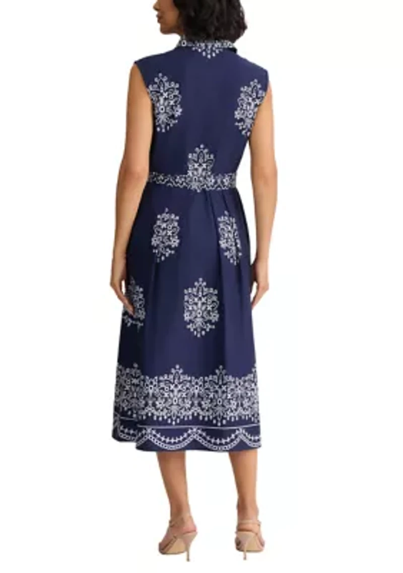 Women's Sleeveless Pleated Maxi Shirtdress