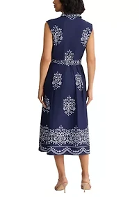 Women's Sleeveless Pleated Maxi Shirtdress