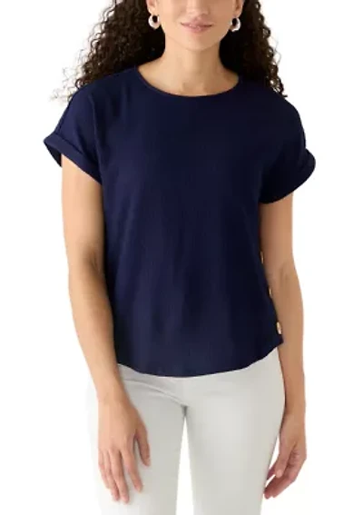Petite Short Sleeve Side Button Top