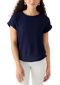 Petite Short Sleeve Side Button Top