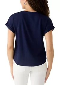 Petite Short Sleeve Side Button Top
