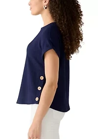 Petite Short Sleeve Side Button Top