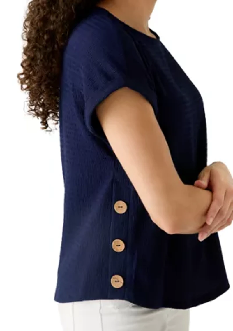 Petite Short Sleeve Side Button Top