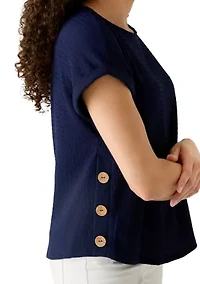 Petite Short Sleeve Side Button Top