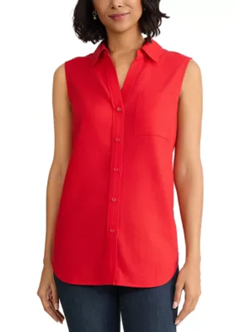 Women's Notch Collar Button Front Shirt