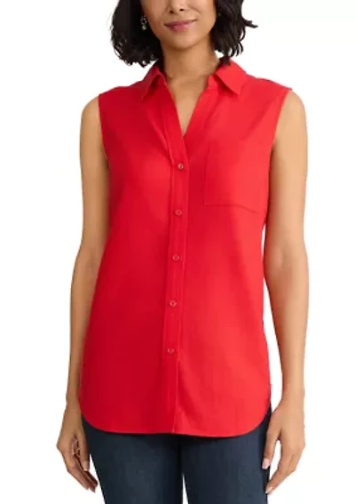 Women's Notch Collar Button Front Shirt