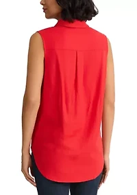 Women's Notch Collar Button Front Shirt