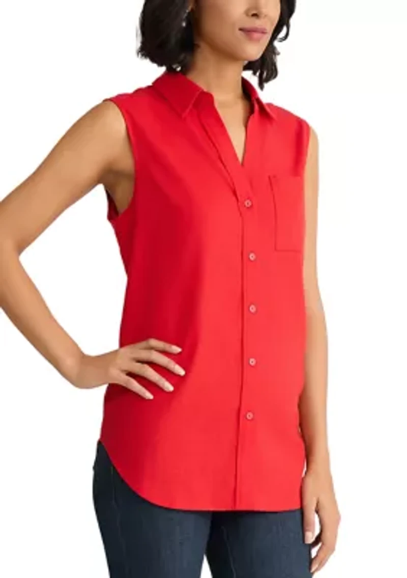 Women's Notch Collar Button Front Shirt