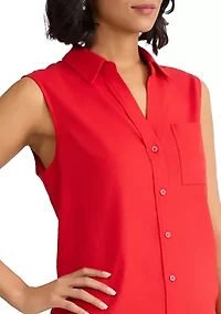 Women's Notch Collar Button Front Shirt