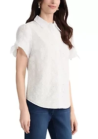 Women's Button Front Short Sleeve Blouse
