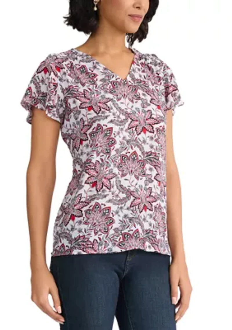 Women's Flutter Sleeve Blouse