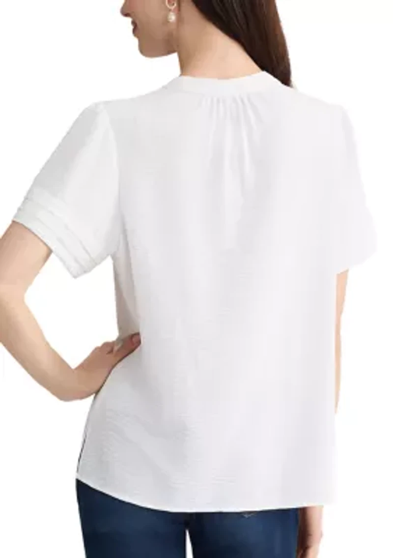 Women's Short Sleeve Split Neck Blouse