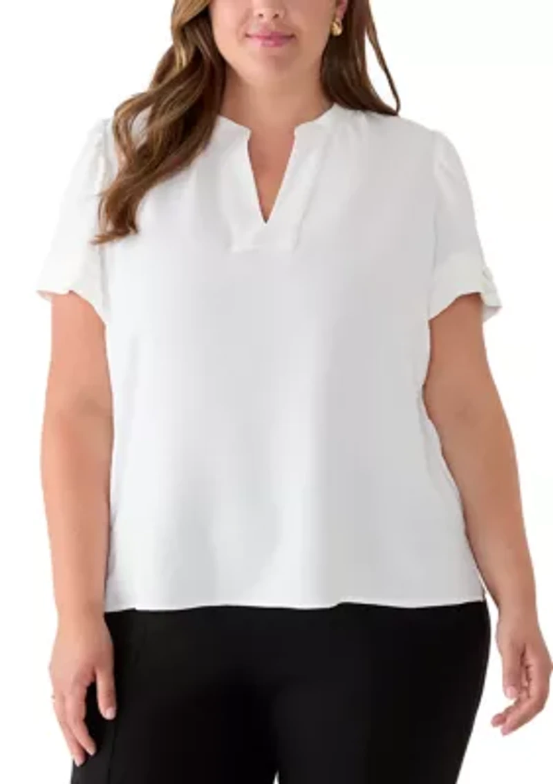 Plus Split Neck Airwash Blouse